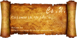 Csizmarik Uriás névjegykártya